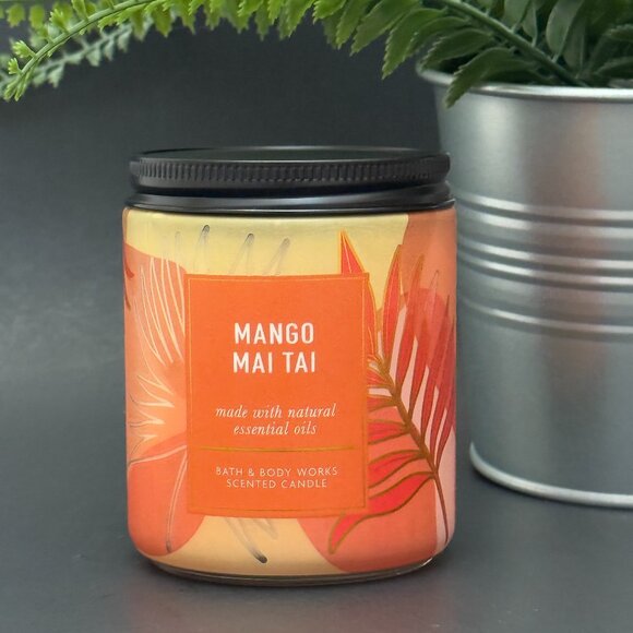 BBW Mango Mai Tai Bath & Body Works Mason Jar Single Wick Candle - Picture 1 of 10